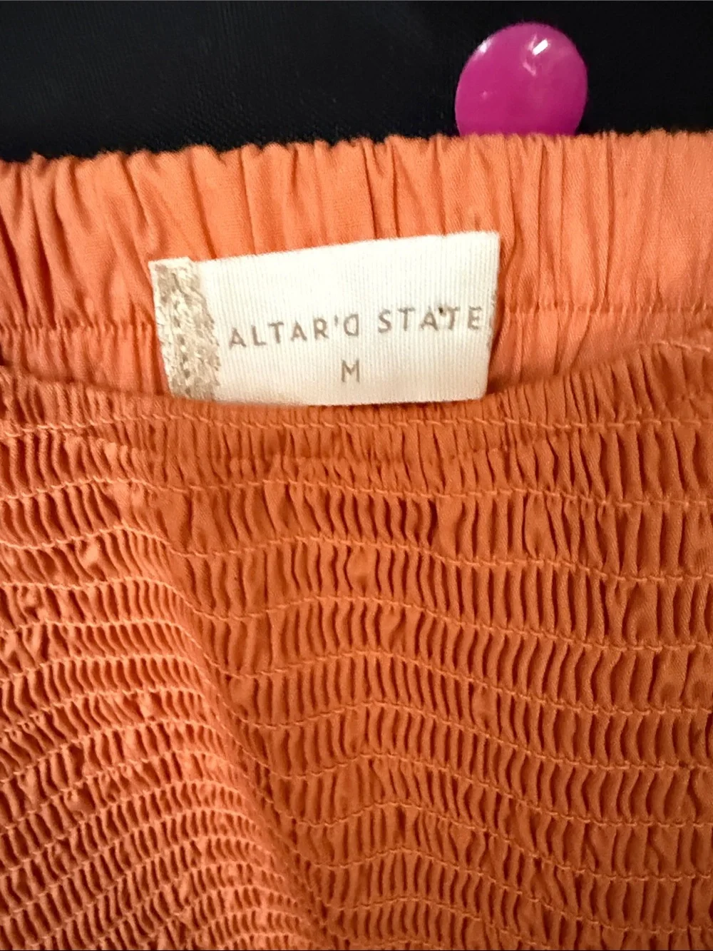 Altar'd State Orange Puff Sleeve Tie-Front Crop Top